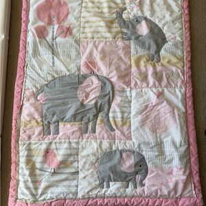BUY NOW ♥️ Pink and Gray Elephant Baby Quilt